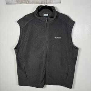 Columbia Fleece Vest Mens X-Large Gray Full Zip Sleeveless Layer Outdoor Pockets